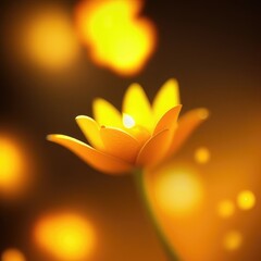 A captivating image of artistic bokeh with a beautiful flower in golden tones. This enchanting photograph captures the vibrant, delicate, and magical beauty of nature in stunning detail