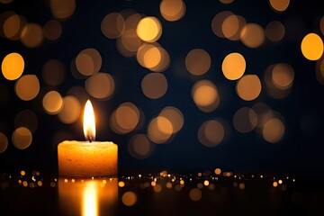 Night of illumination. Captivating image captures enchanting ambiance of candlelit night. Warm glow of candles against dark background creates cozy and serene atmosphere evoking feelings of peace