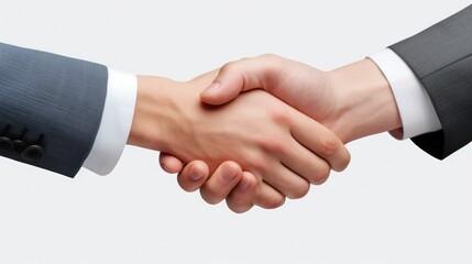 Joyful business partners exchanging a handshake