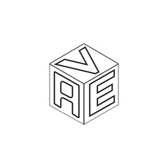 3d cube with letter