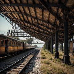 Fototapeta na wymiar Uma velha e abandonada estação de trem