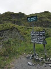 signpost in the mountains