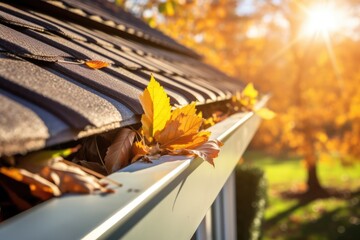 Autumn Leaves On A Roof