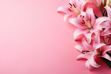 Lush Lily Bouquet On A Pink Background With Room For Customization