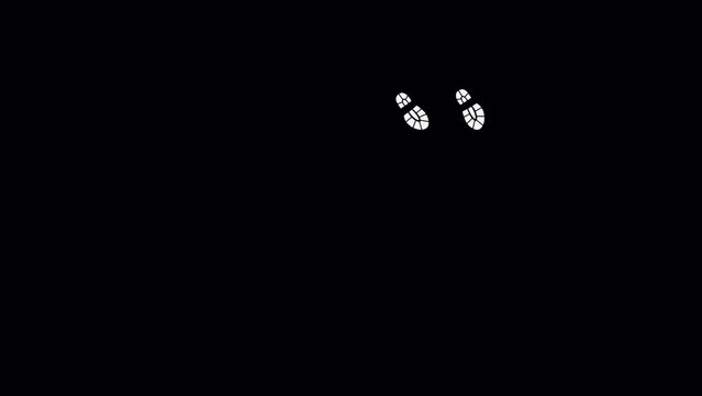 Boot prints moving in circle. Loopable 2d animation video. Motion graphics with alpha channel.