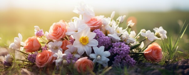 Bouquet of flowers beautiful. Background flowers for the holidays Valentine's Day, Birthday, Happy Woman Day, Mother's Day. Holiday poster and banner