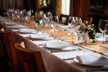 Fototapeta na wymiar Sophisticated Dining Experience: Exquisite Table Setting For Memorable Moments