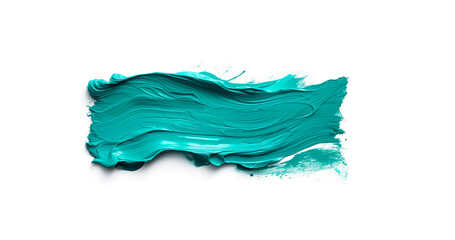 turquoise brush stroke isolated on white background. Colorful oil paint brush stroke. Generative AI