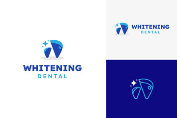 Modern letter D with sparkle dental whitening logo, healthy dental logo design vector