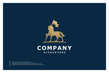 flag horse logo design