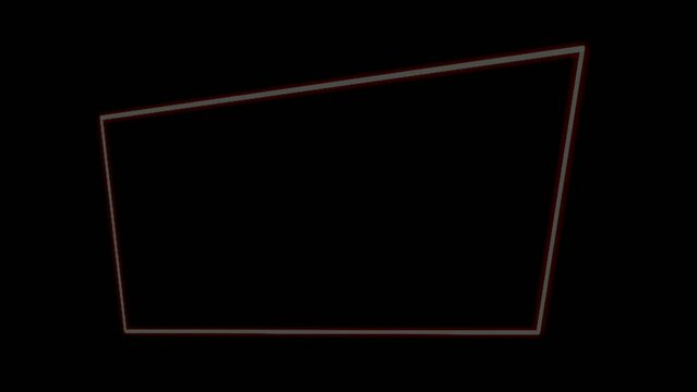 Neon light rectangle border frame animation motion graphics on black background.red neon energy modern frame bulb with blank copy space video elements