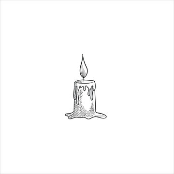 Hand drawn candles. Retro sketches isolated. Doodle line graphic design. Vector vintage black and white images. Vector illustration.