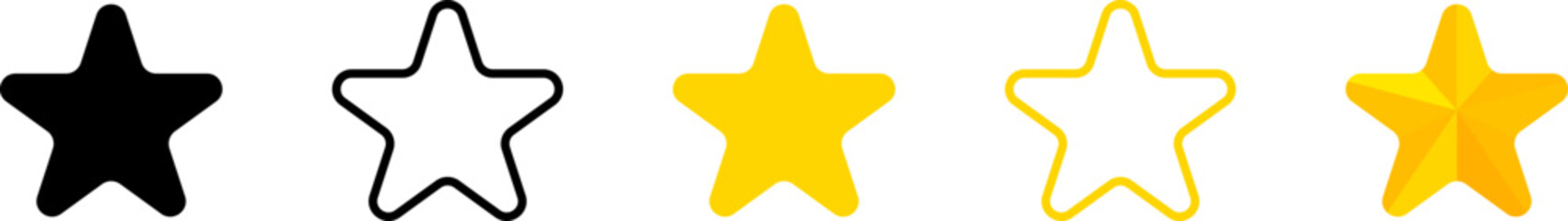 Gold star award. Five stars rating. 5-star quality rating icon. Five stars customer product rating review flat icon for apps and websites. Vector EPS 10 and PNG - obrazy, fototapety, plakaty