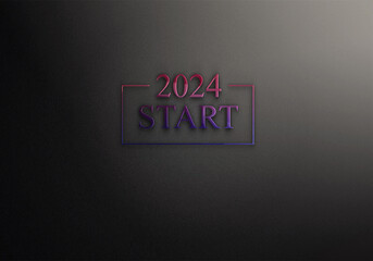 2024 Start Stylish Text Illustration Design  - obrazy, fototapety, plakaty