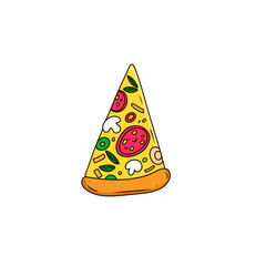 piece of pizza illustration on white background - 695449856