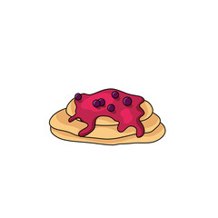 redberry pancakes illustration on white background - 695449888