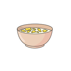 bowl of oatmeal corn illustration on white background - 695450013
