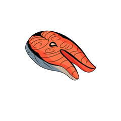 salmon fillet illustration on white background - 695450291