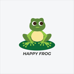 Green happy frog toad logo design vector