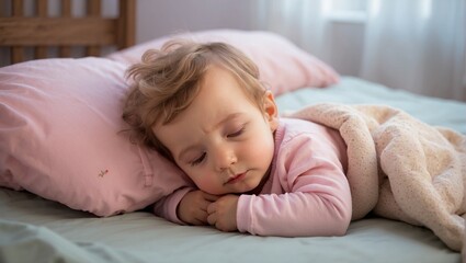 Obraz na płótnie Canvas child sleeping in bed