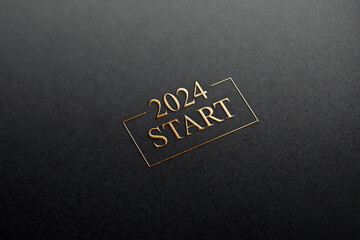 2024 Start Stylish Text Illustration Design  - obrazy, fototapety, plakaty