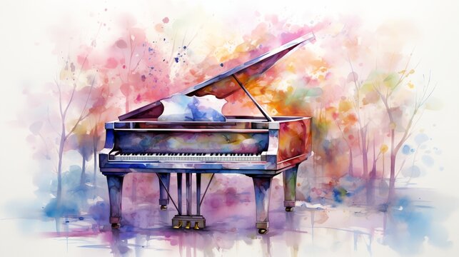 A painting of a piano