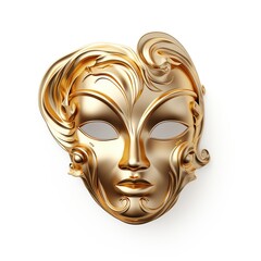 Gold Opera Mask Isolated on white Background