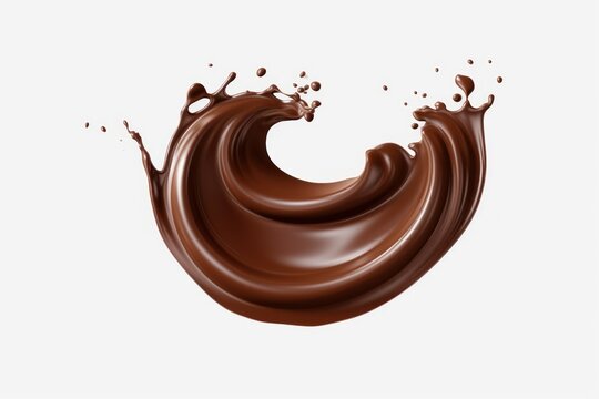  a splash of chocolate in the shape of a wave of chocolate on a white background with a clipping path to the top of the wave and bottom of the image.