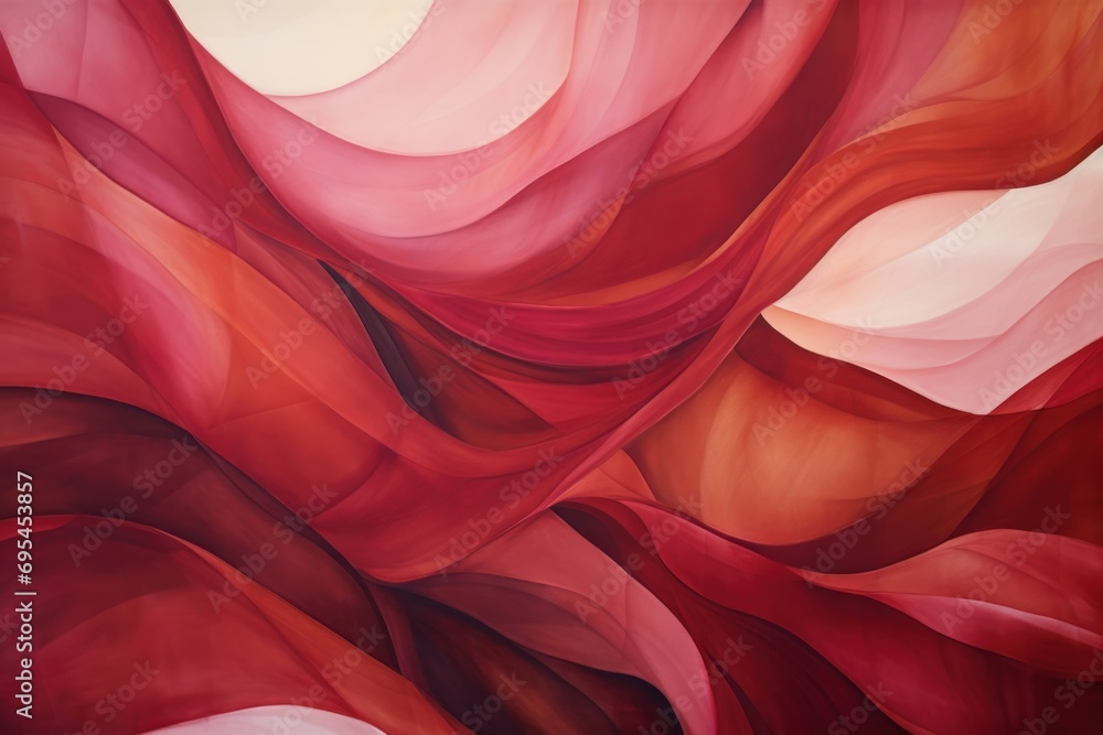 Poster a close up of a painting of a red and white color scheme with a large amount of red and white swirls