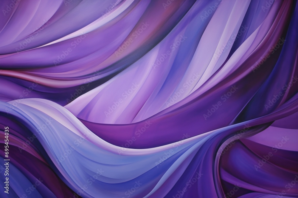 Poster a close up of a painting of a purple and white cloth with a white stripe on the bottom of the image 