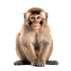 Portrait of a brown monkey isolated on transparent background