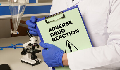 Adverse drug reaction ADR is shown using the text