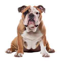Portrait of an English bulldog isolated on white, transparent background