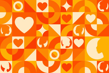 February is Teen Dating Violence Awareness Month. Seamless geometric pattern. Template for background, banner, card, poster. Vector EPS10 illustration.