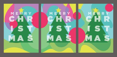 christmas trees in abstract bacground with big text. for gift cad set vector illustration