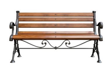 Fototapeten City wooden bench. A classic bench from a city park. Isolated on transparent background. © Honey Bear