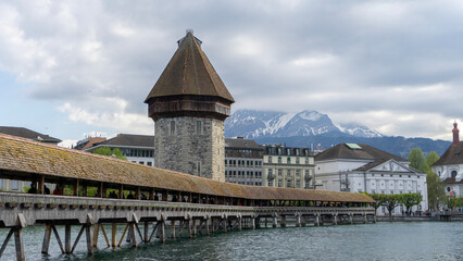 Old wooden bridge in Lucerne.