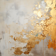 An acrylic painting using gold foil. Textured background. Abstract art. Texture pack.