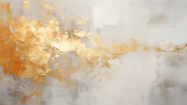 An acrylic painting using gold foil. Textured background. Abstract art. Texture pack.