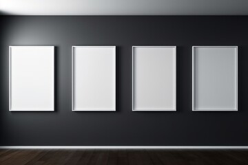 Empty white photo frame hanging on black wall