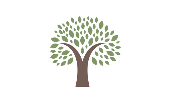 Botanical nature icon set. Modern tree logos. Plant symbols.