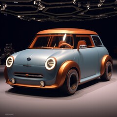 Fototapeta na wymiar New concept car, a Mini model with a chubby and cute body frame