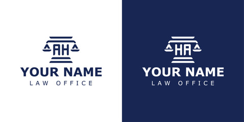 Fototapeta na wymiar Letter AH and HA Legal Logo, suitable for any business related to lawyer, legal, or justice with AH or HA initials.