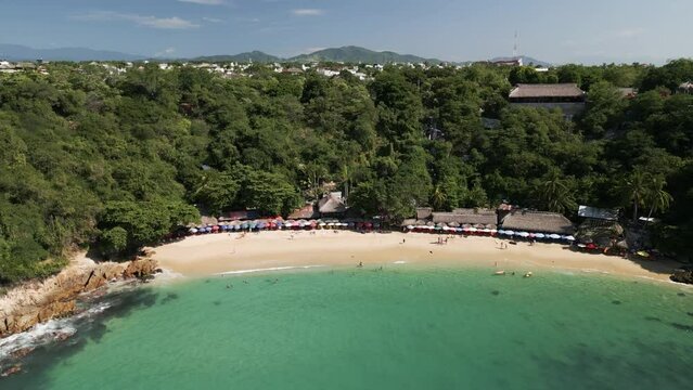 drone aerial famous beach surf spot in Puerto Escondido Mexico Oaxaca 