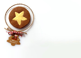 Christmas cookie with star. Home bake cookies with chocolate and butter flavor. 