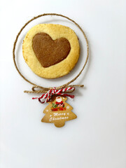 Christmas cookie with love. Home bake cookies with chocolate and butter flavor. Unique lighting.