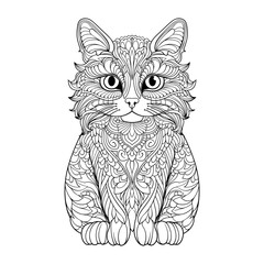 Zentangle cat coloring pages - coloring book