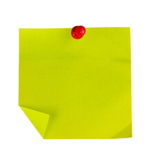green paper with red pin isolated