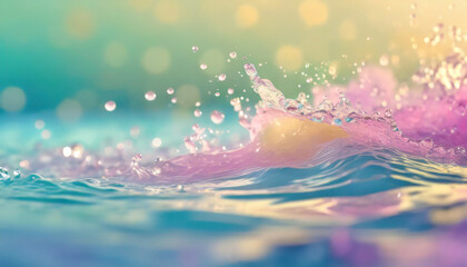 透明な虹色の水しぶき
