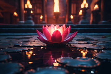 Fire and Lotus on a temple